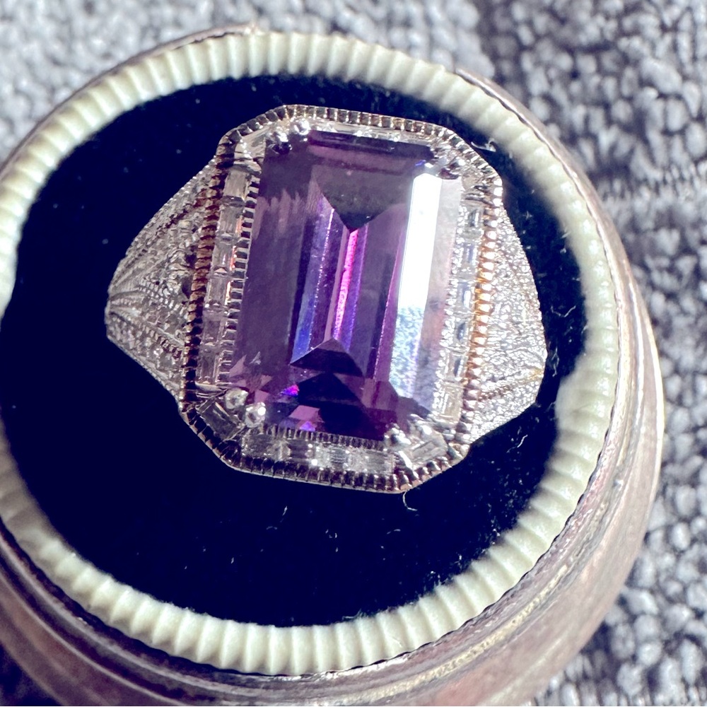 Diamond and Amethyst silver ring